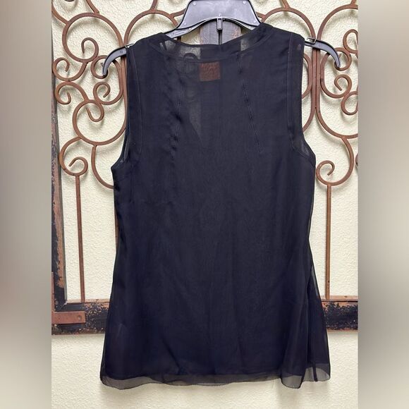 Tory Burch black silk sleeveless button down top - Picture 2 of 4